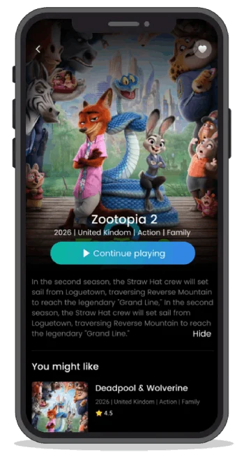 Material promocional do EveryCine mostrando um celular com a tela de um filme